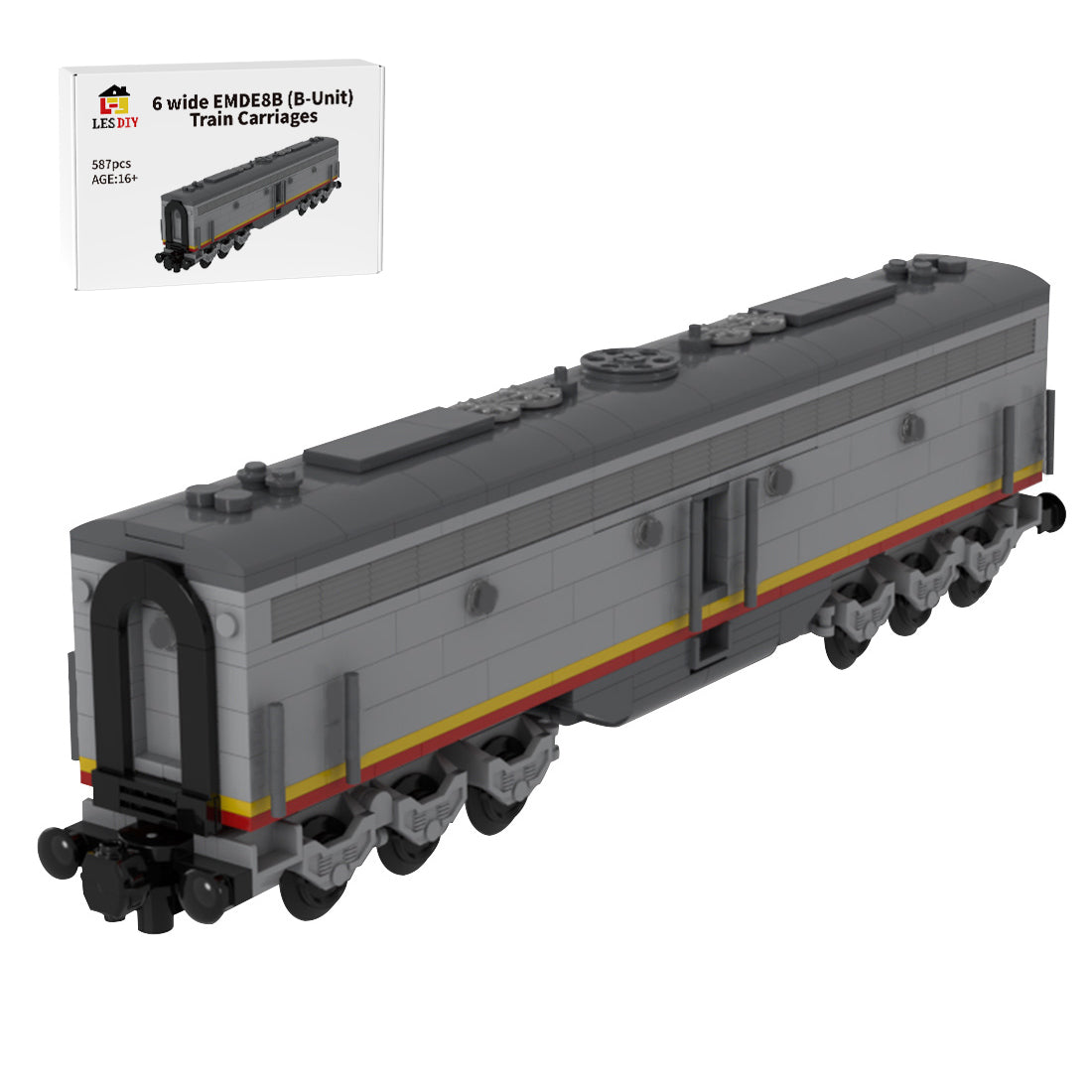 MOC-47988 Static Version 6 wide Santa Fe EMD E8B Locomotive Building Blocks