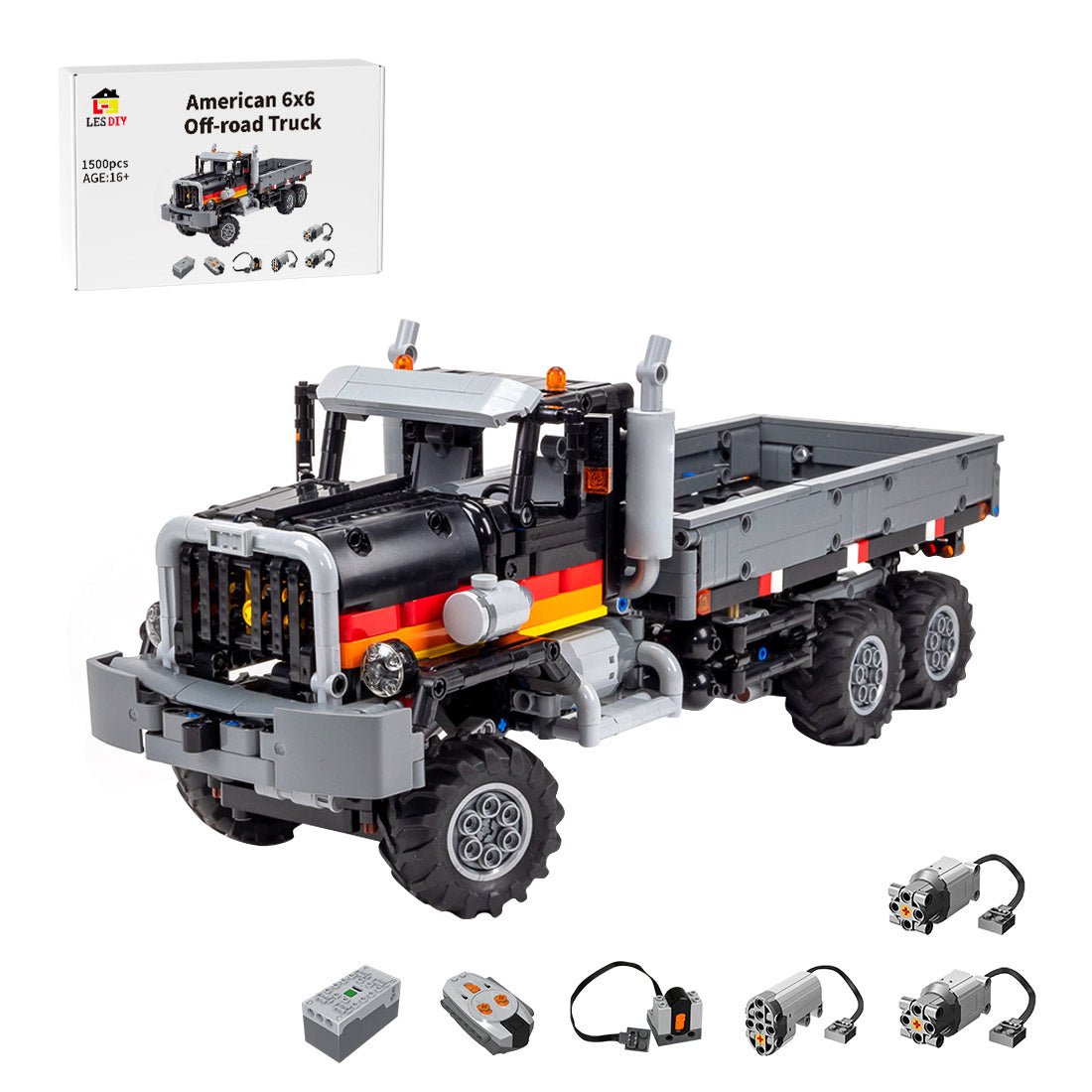 1/20 Scale American 6x6 Off - road Truck Building Blocks - LesDiy - Building Blocks