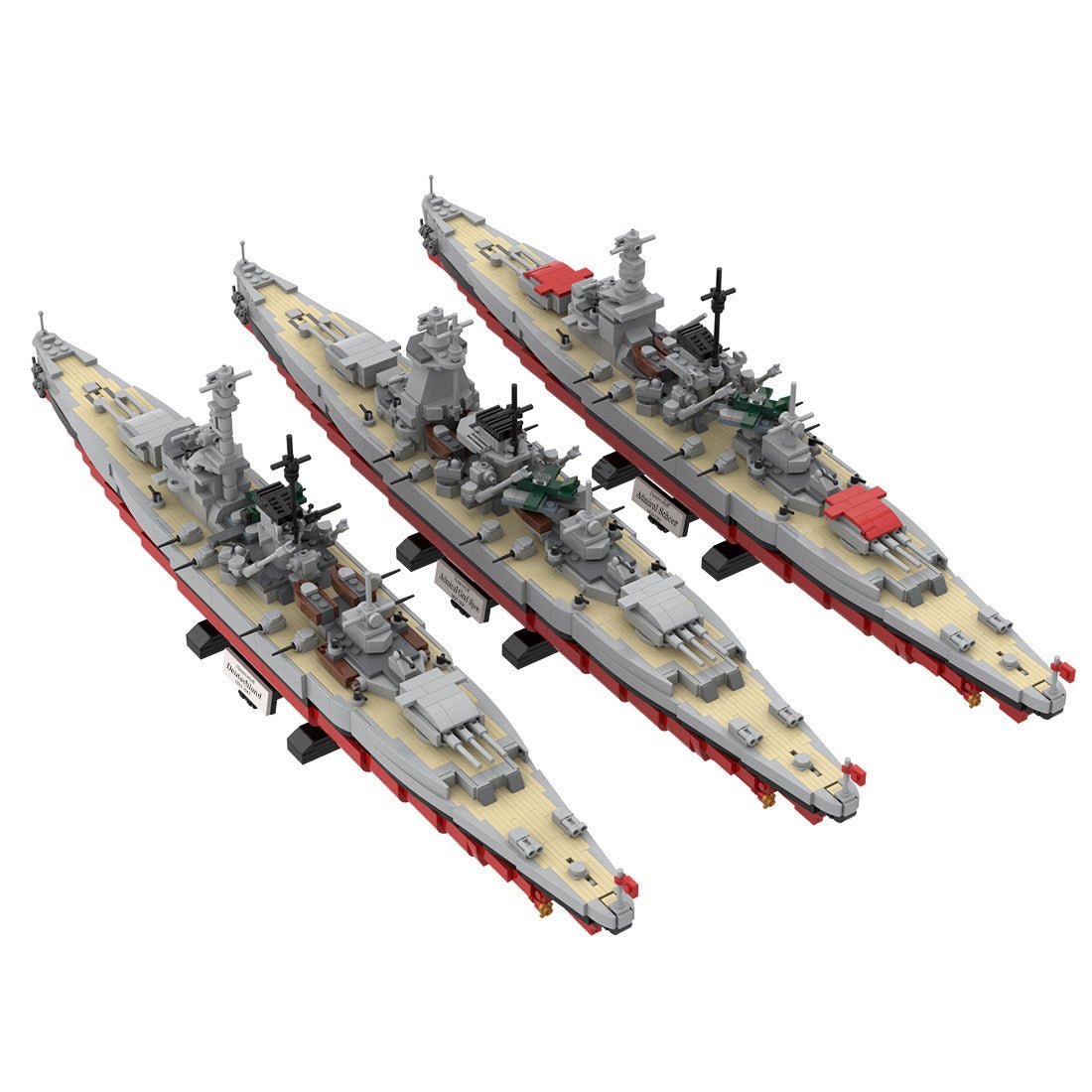1/300 Scale Germany 3 in 1 Deutschland - class warship Building Blocks - LesDiy -