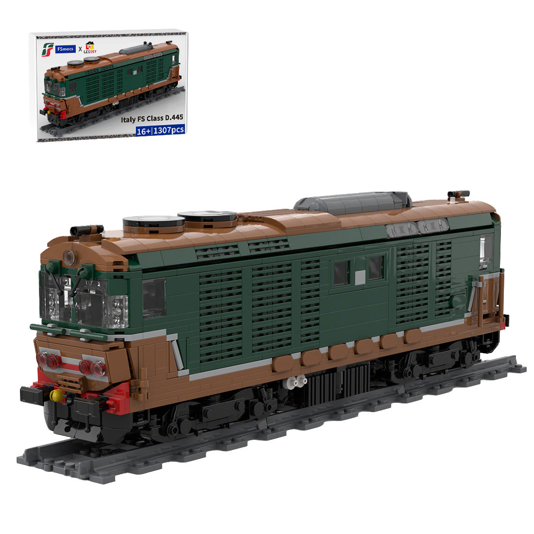 Italy Diesel Locomotive D.445 Train Building Blocks