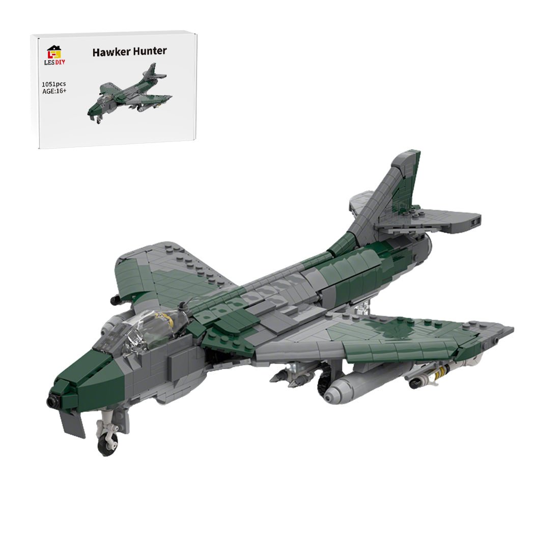 1/35 Scale British Subsonic Hawker Combat Fighter Building Blocks - LesDiy - Building Blocks