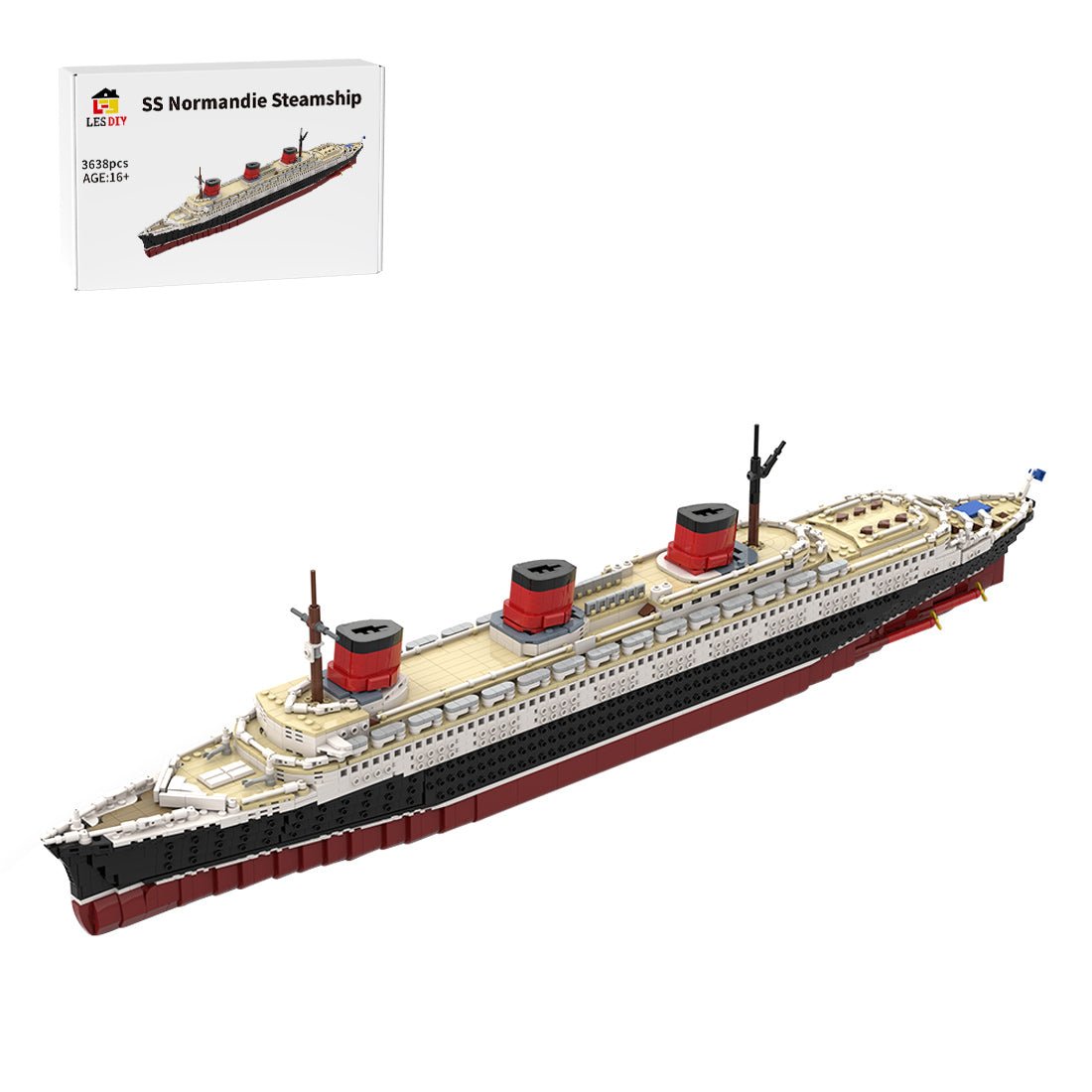 1/400 Scale SS Normandie Large Steamship Building Blocks - LesDiy -