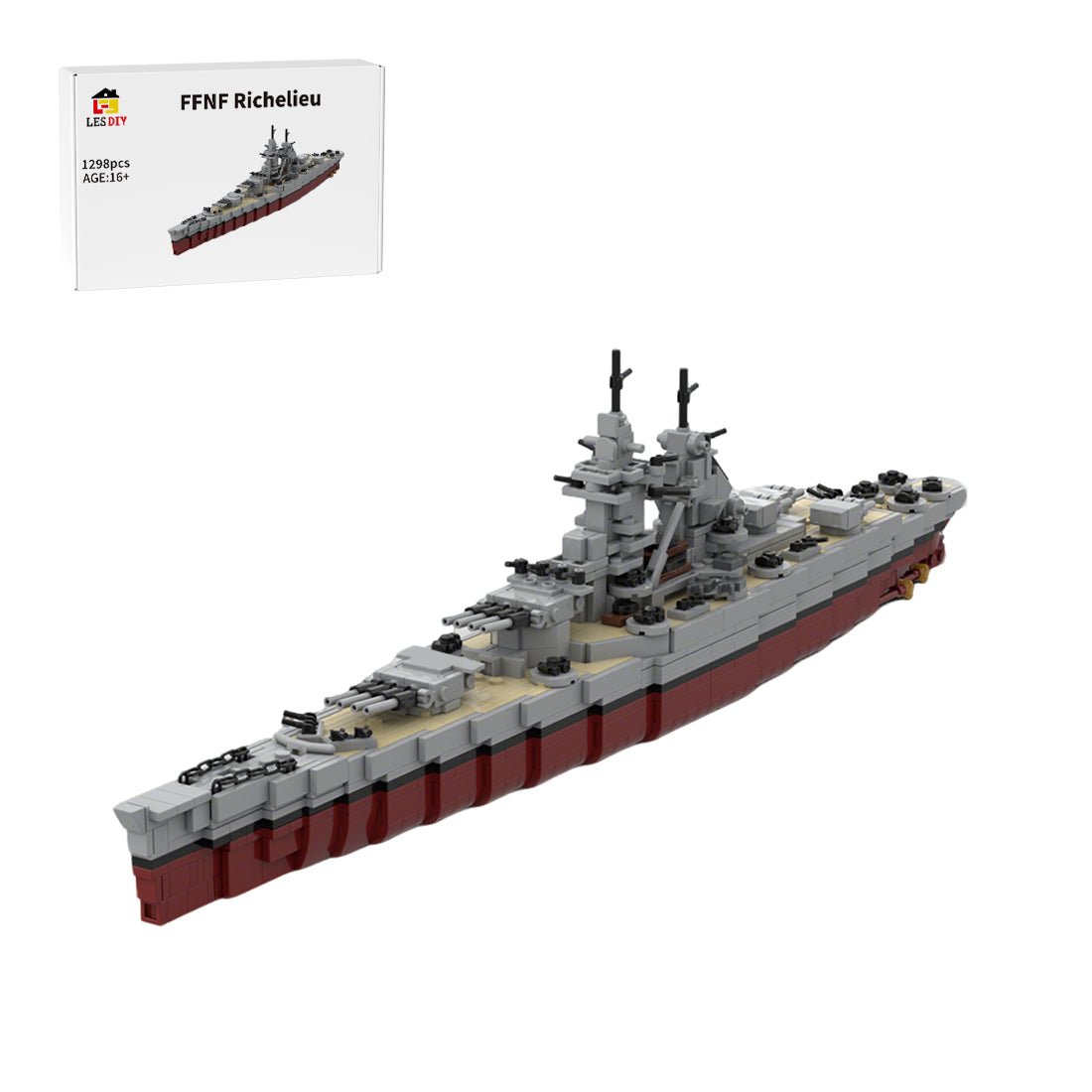 1/485 Scale French Battleship Richelieu Building Blocks - LesDiy - Building Blocks