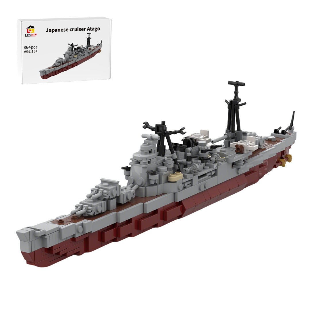 1/485 Scale WWII Japanese Cruiser the Kaohsiung - class Cruiser Atago Military Building Blocks - LesDiy -