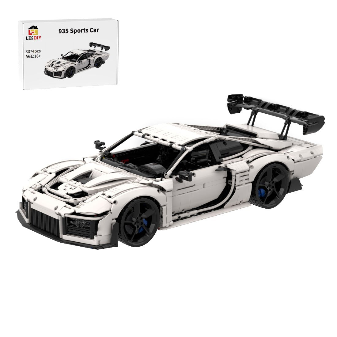 1/8 Scale Porsche 935 sports car Tech Building Blocks - LesDiy -