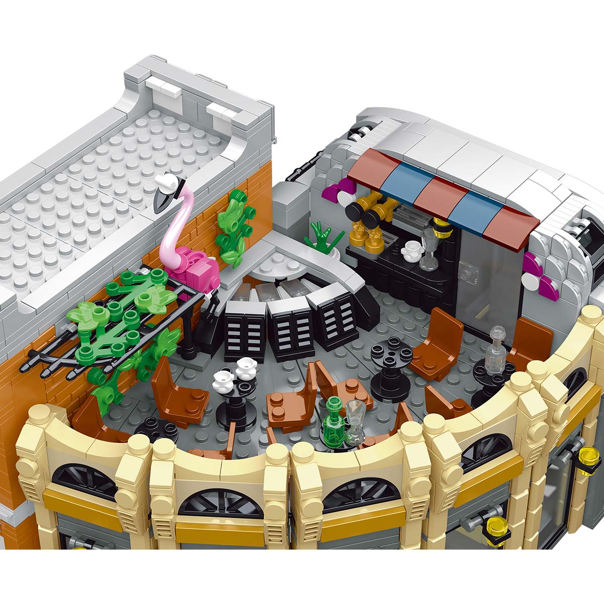 Mocsage Street Scene MOC European Department Corner Store with Light Building Blocks