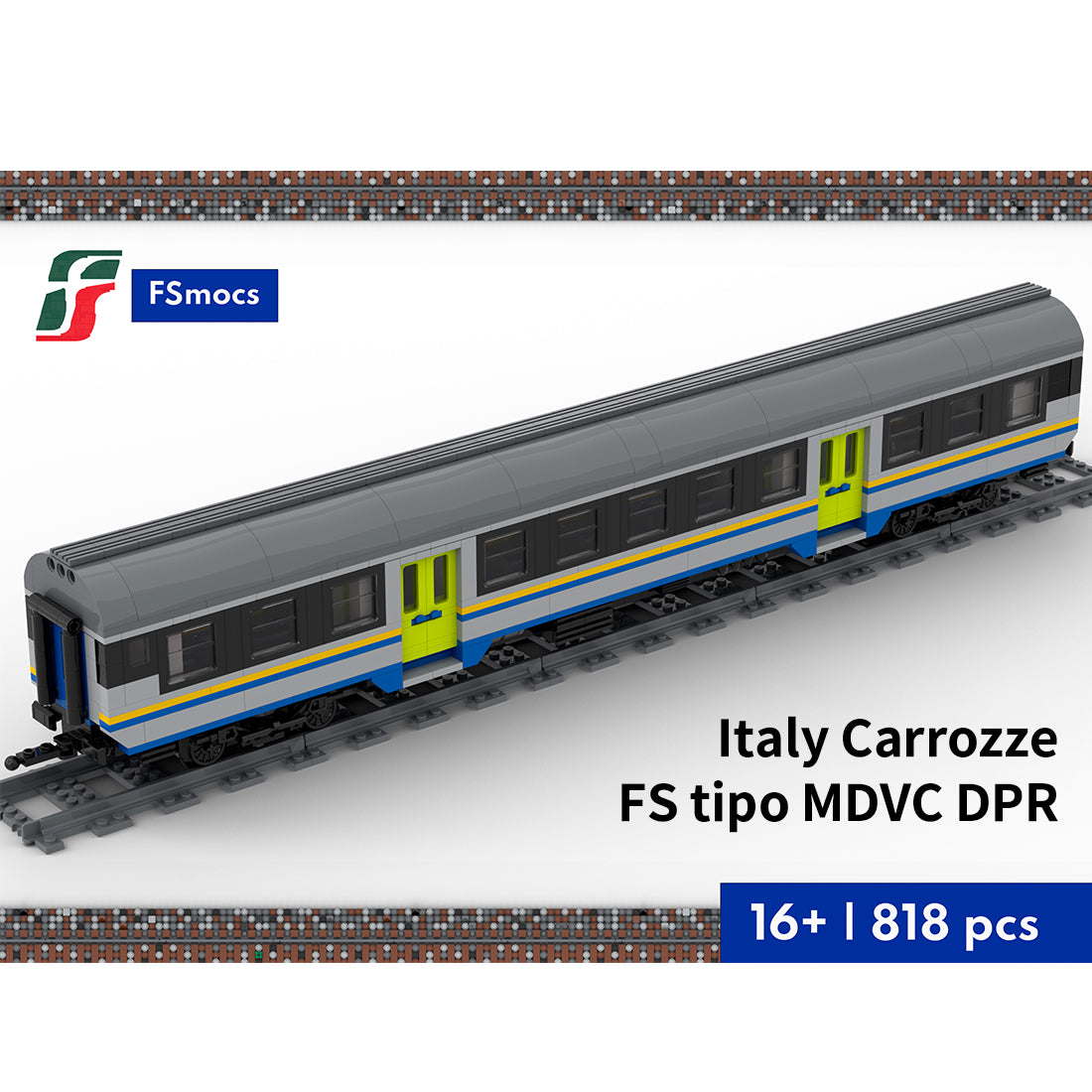 Italy MDVC Carriage DPR Train Building Blocks