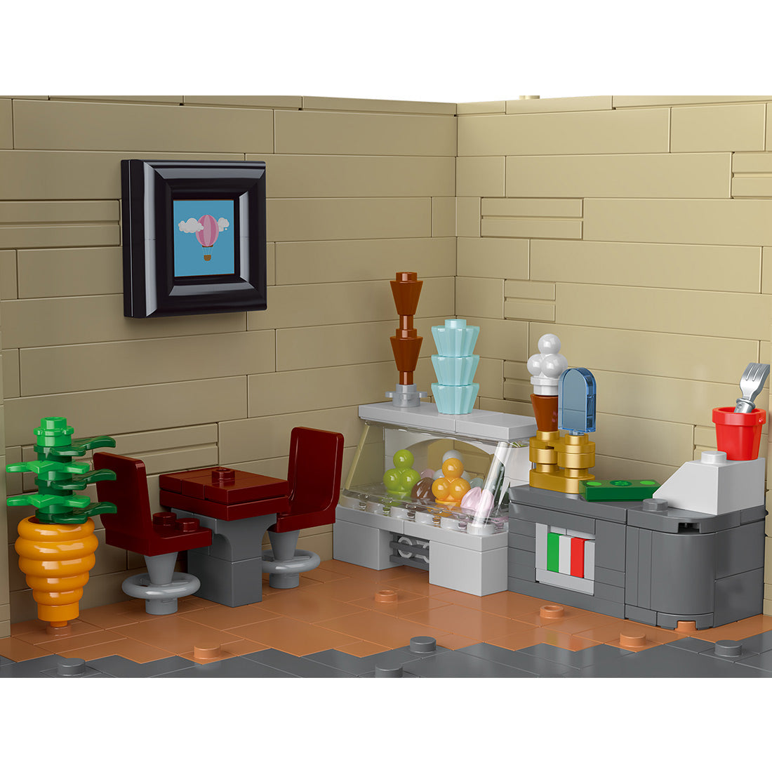 Mocsage Lighted Roman Corner Shop Street Scene Building Blocks