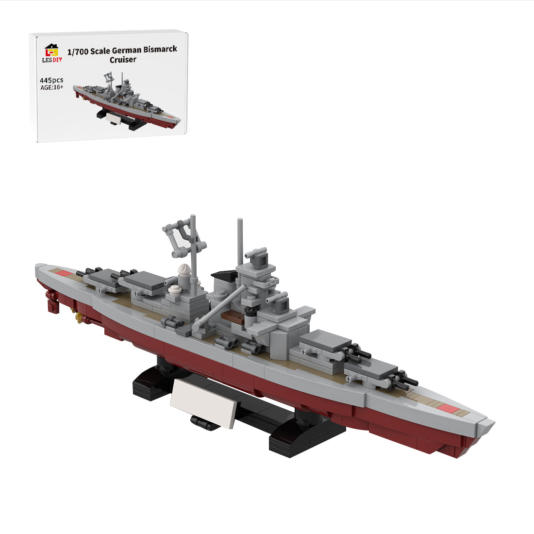 1:700 Scale German Bismarck Battleship Building Blocks