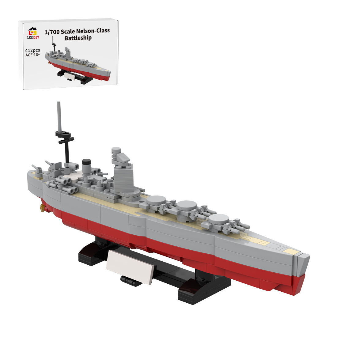1:700 Scale HMS Nelson Battleship Building Blocks