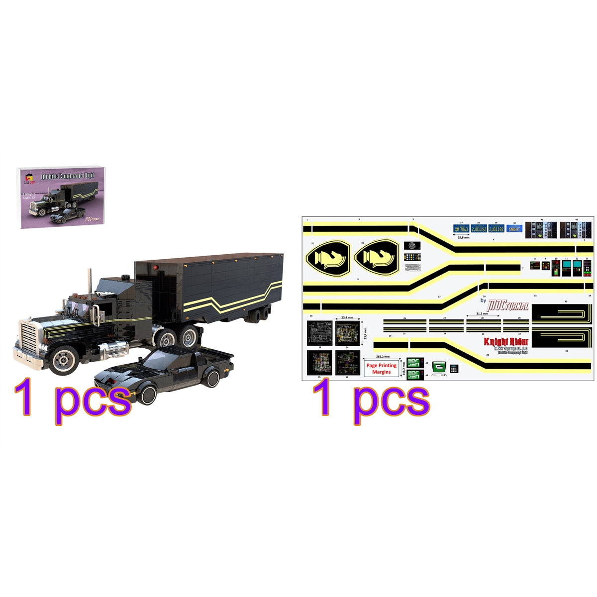 MOC-216375 MOCturnal Knight Rider: KITT And the FLAG Mobile Command Unit Building Blocks