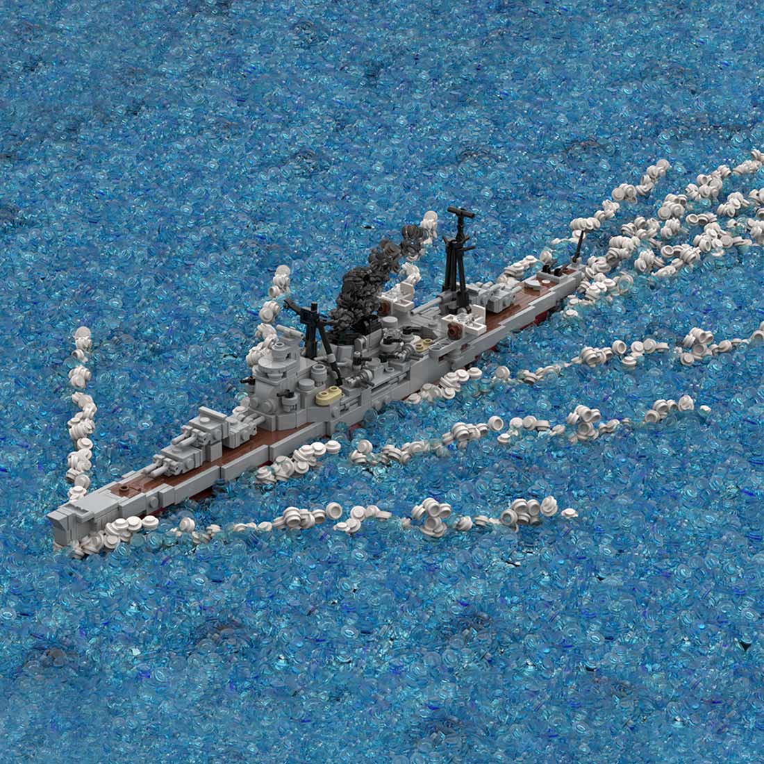 1/485 Scale WWII Japanese Cruiser the Kaohsiung-class Cruiser Atago Military Building Blocks