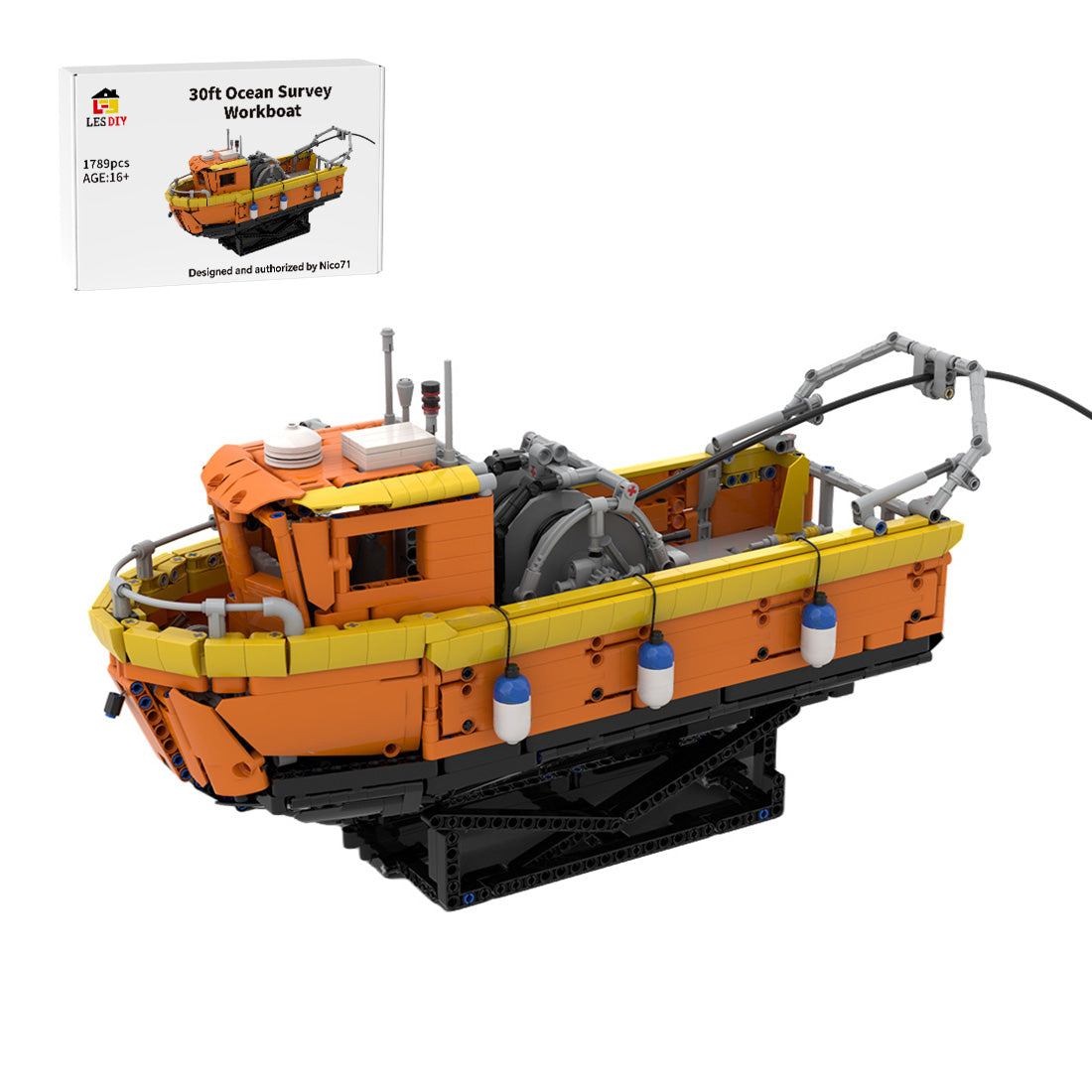 MOC-216080 30ft Seismic Survey Workboat 1:23 Scale Building Blocks