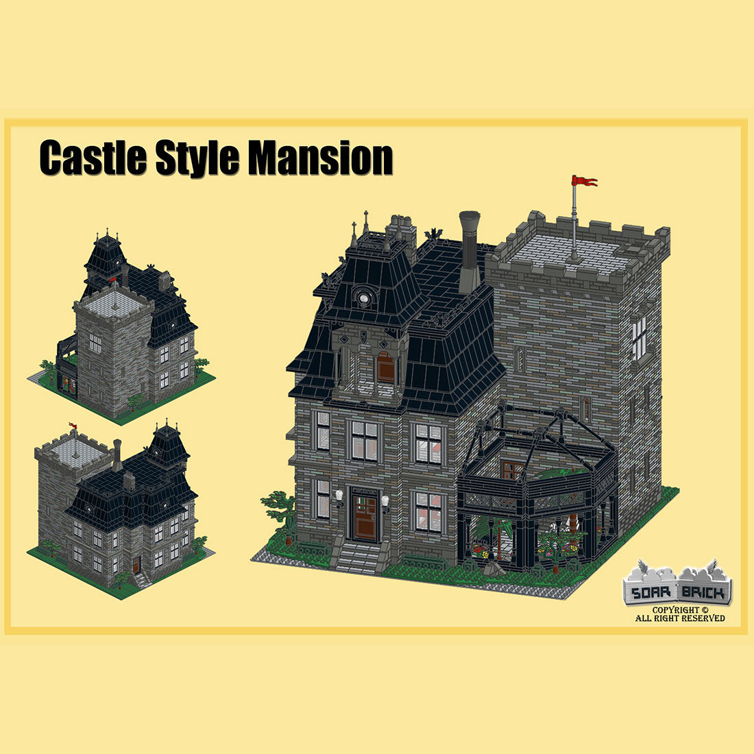 Gothic Castle Villa Victorian Mansion Building Blocks