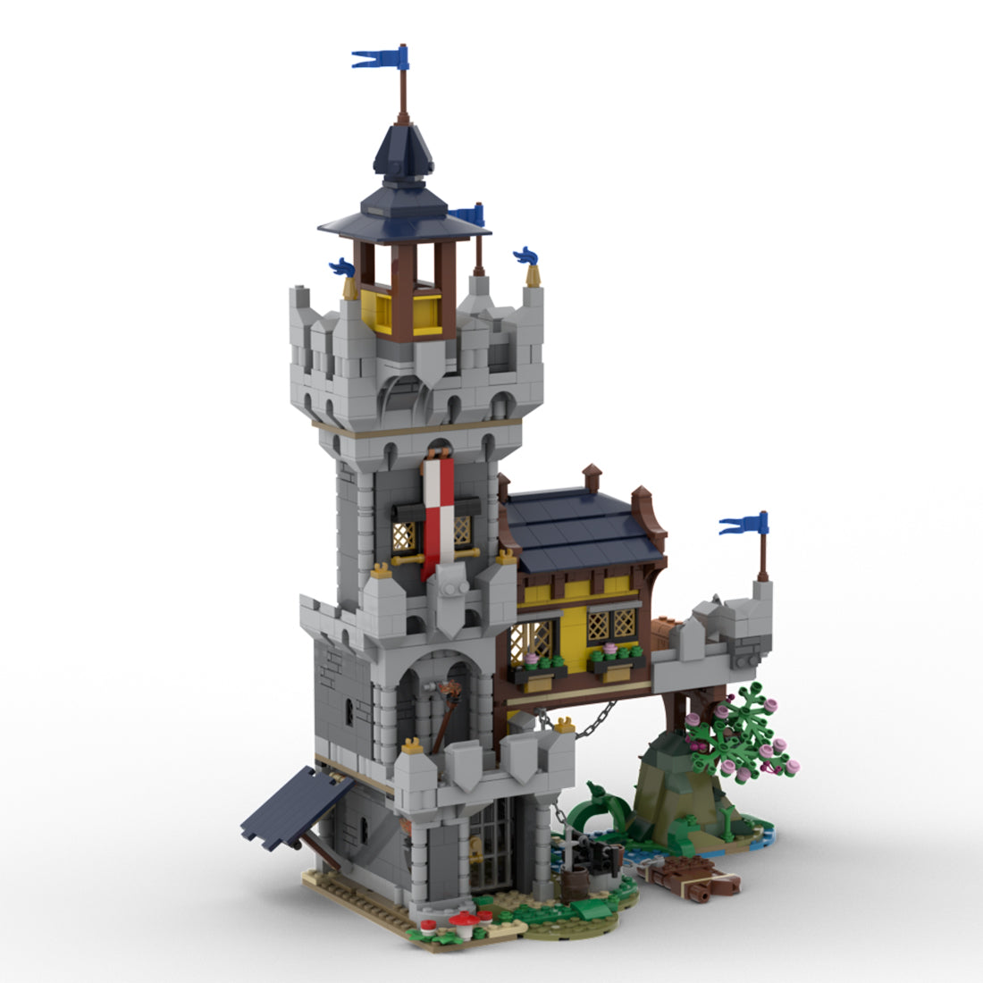 MOC-128084 Medieval River Outpost Model Building Blocks