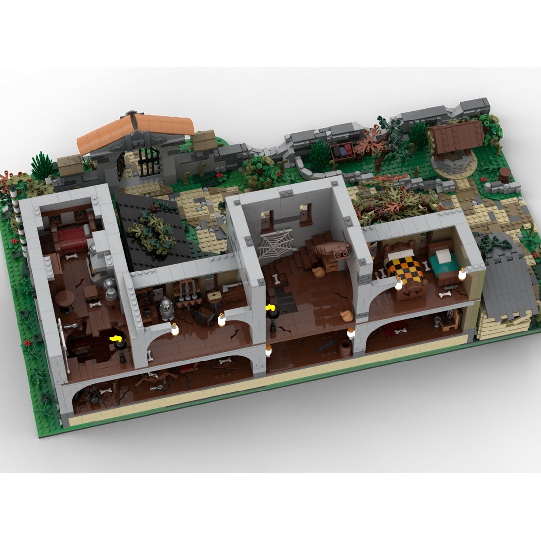 MOC-273998 Abandoned Medieval Manor Modular Building Blocks (Weathered Edition)