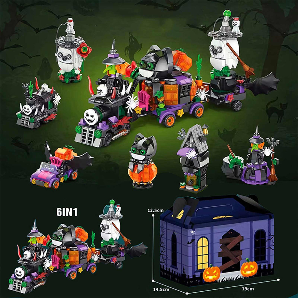 6 - in - 1 Halloween Ghost Train Assembly Toy Building Blocks - LesDiy -