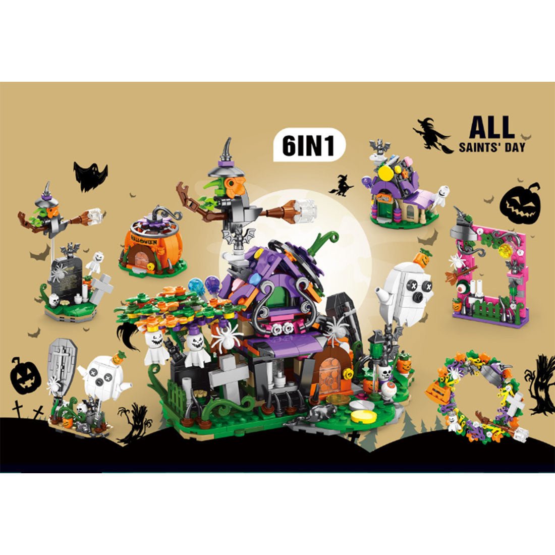 6 - in - 1 Halloween Haunted House Assembly Toy Building Blocks - LesDiy - Building Blocks