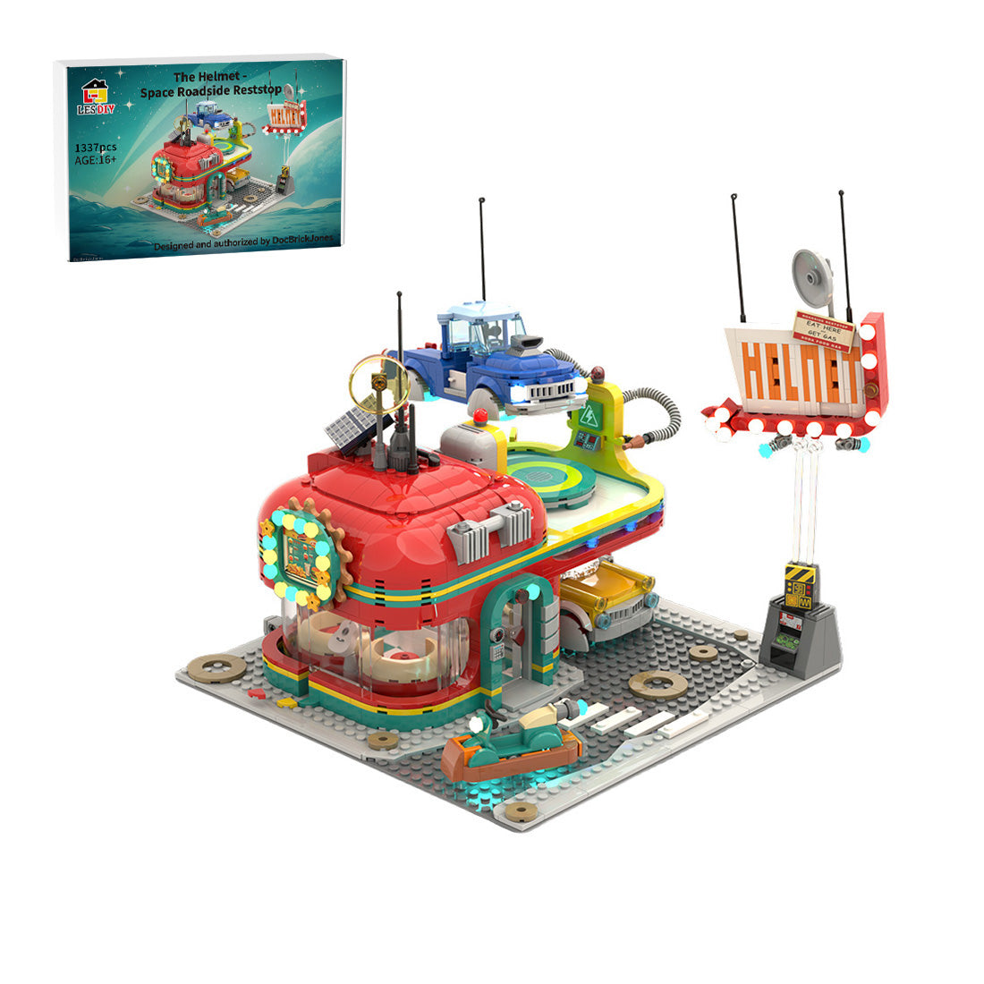 Space Helmet Roadside Diner Building Blocks