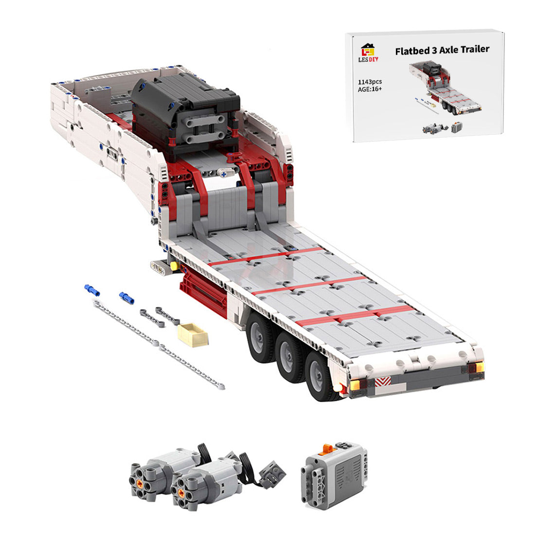 MOC-78480 Flatbed 3 axle trailer Building Blocks