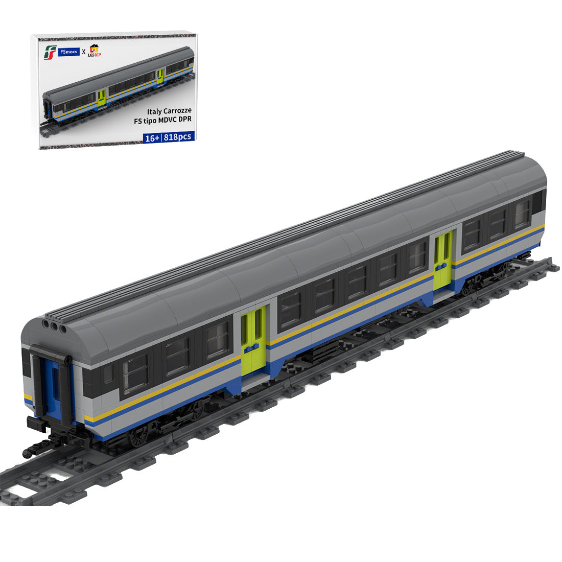 Italy MDVC Carriage DPR Train Building Blocks