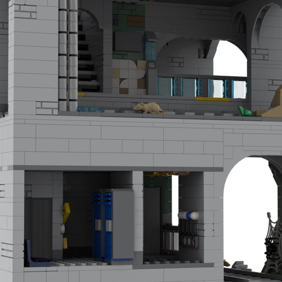MOC-129272 Modular Urban Transit Station with Balcony Greenery Building Blocks