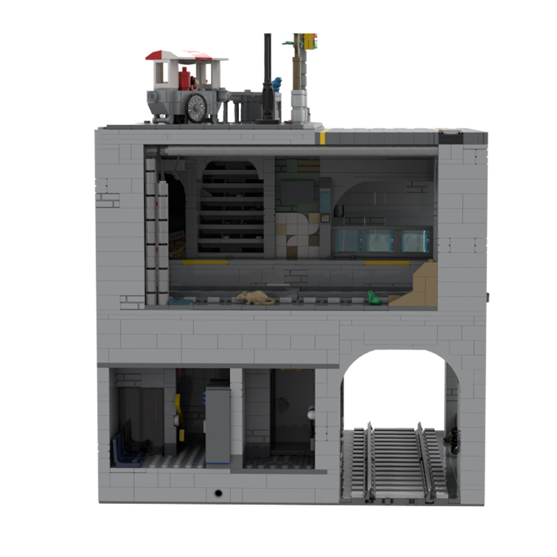 MOC-129272 Modular Urban Transit Station with Balcony Greenery Building Blocks