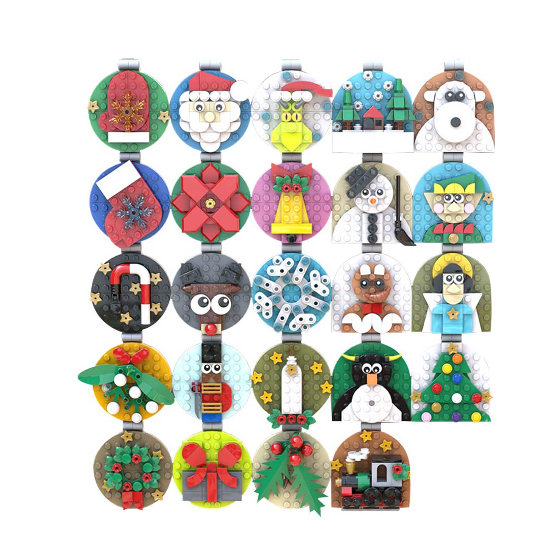 MOC-202061 Advent Calendar of Christmas Ornaments Building Blocks