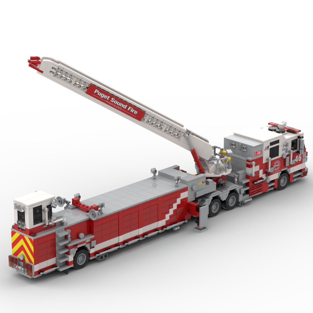 MOC-271368 Pierce Arrow XT Tandem Axle Tiller Fire Truck Building Blocks