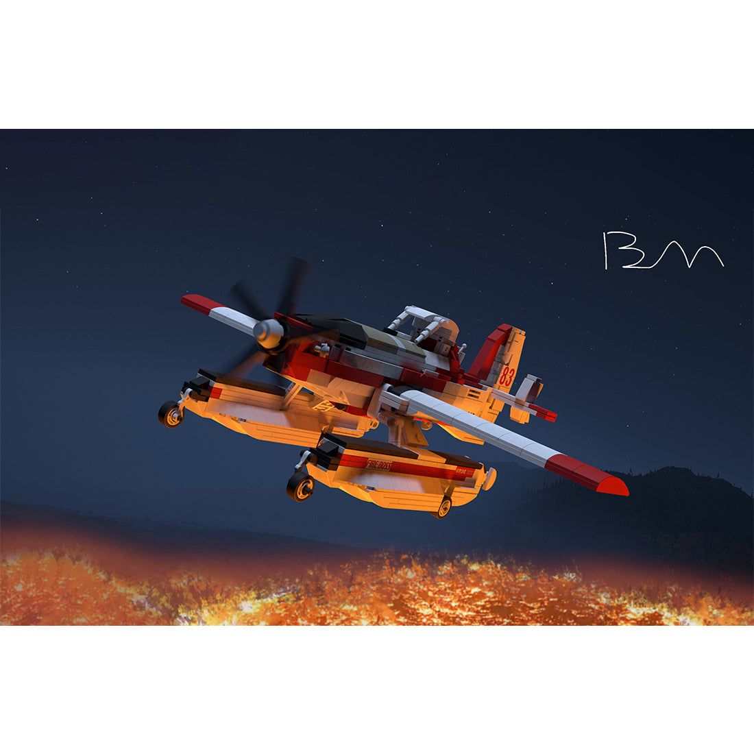 AT-802F Fire Boss Tanker 83/97 Amphibious Firefighting Plane Building Blocks