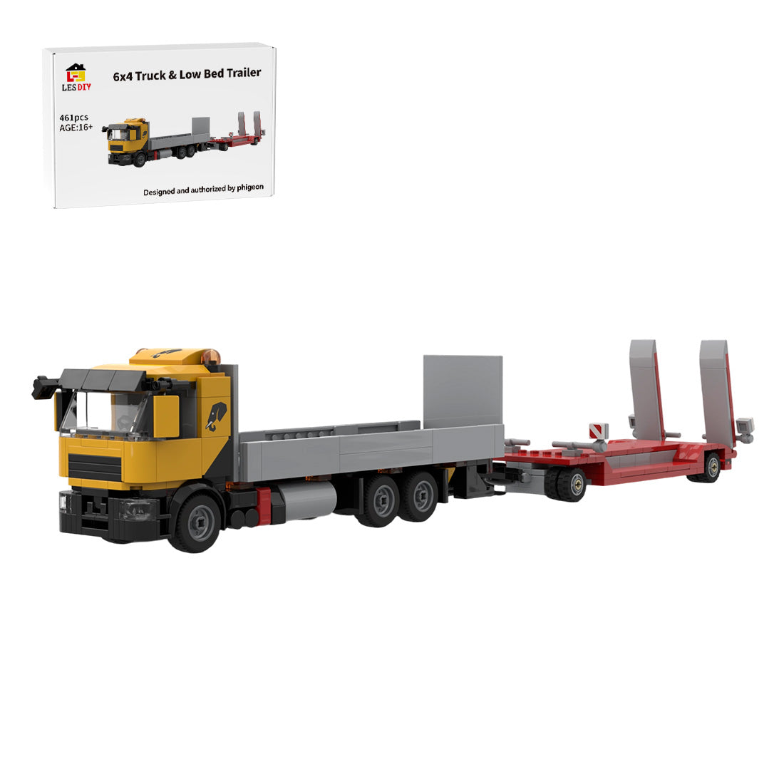 MOC-264405 6x4 Truck & Low-Bed Trailer Building Blocks