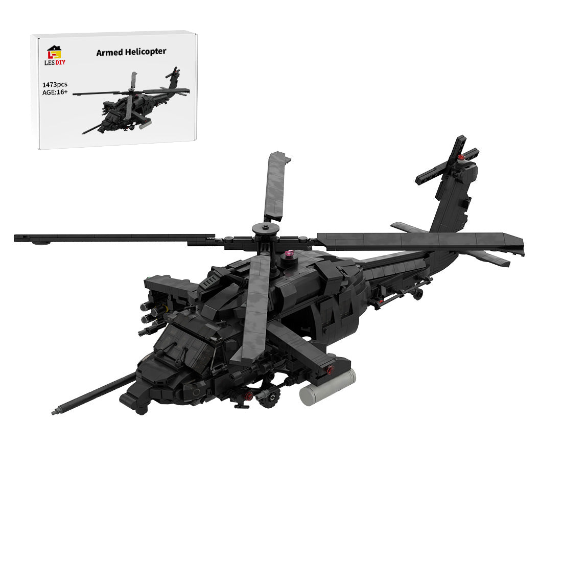 Armed Helicopter Assembly MOC Model Building Blocks - LesDiy - Building Blocks