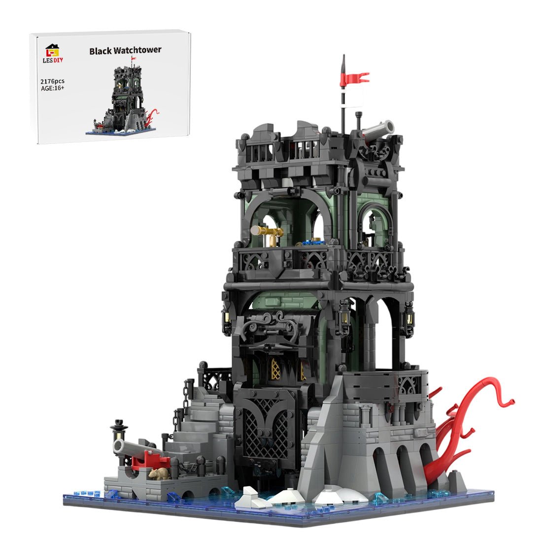 Black Pirate Watchtower Building Blocks-LesDiy-MOC-