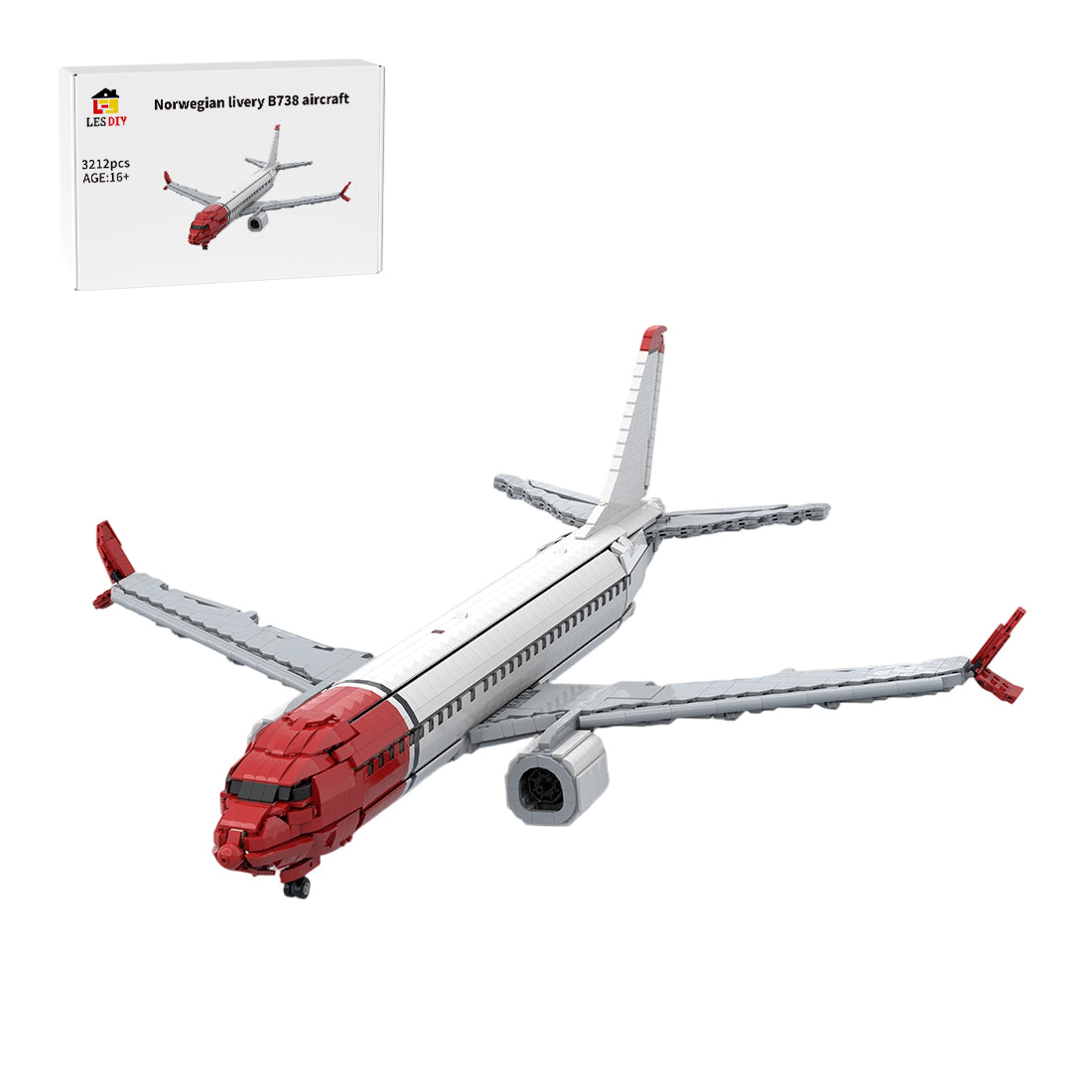 MOC-261379 Norwegian Livery B738 Commercial Airliner Building Blocks