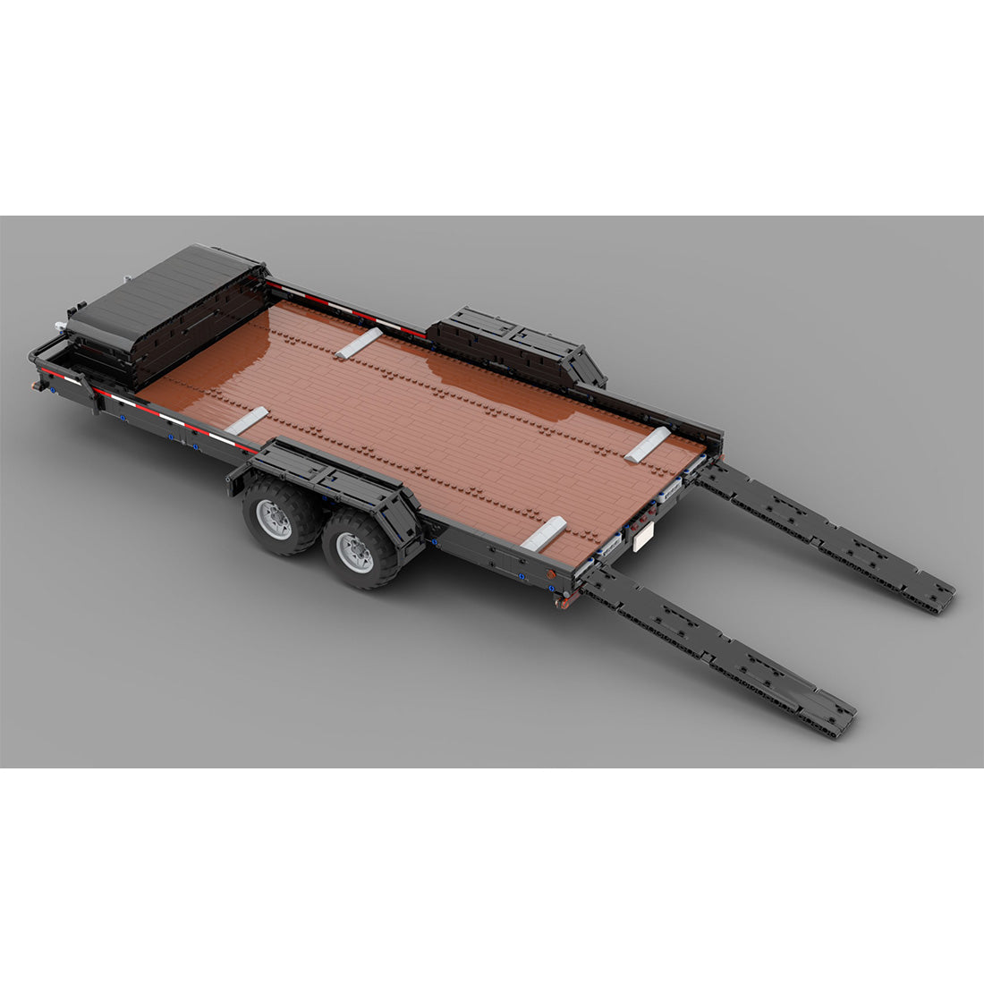 MOC-141762 1:8 Scale Flatbed Car Trailer with Wooden Platform Building Blocks