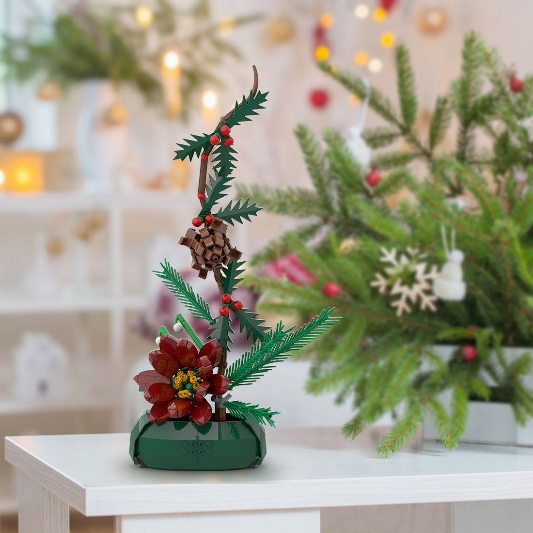 Christmas Branch Potted Arrangement Model Assembly Toy Building Blocks - LesDiy -