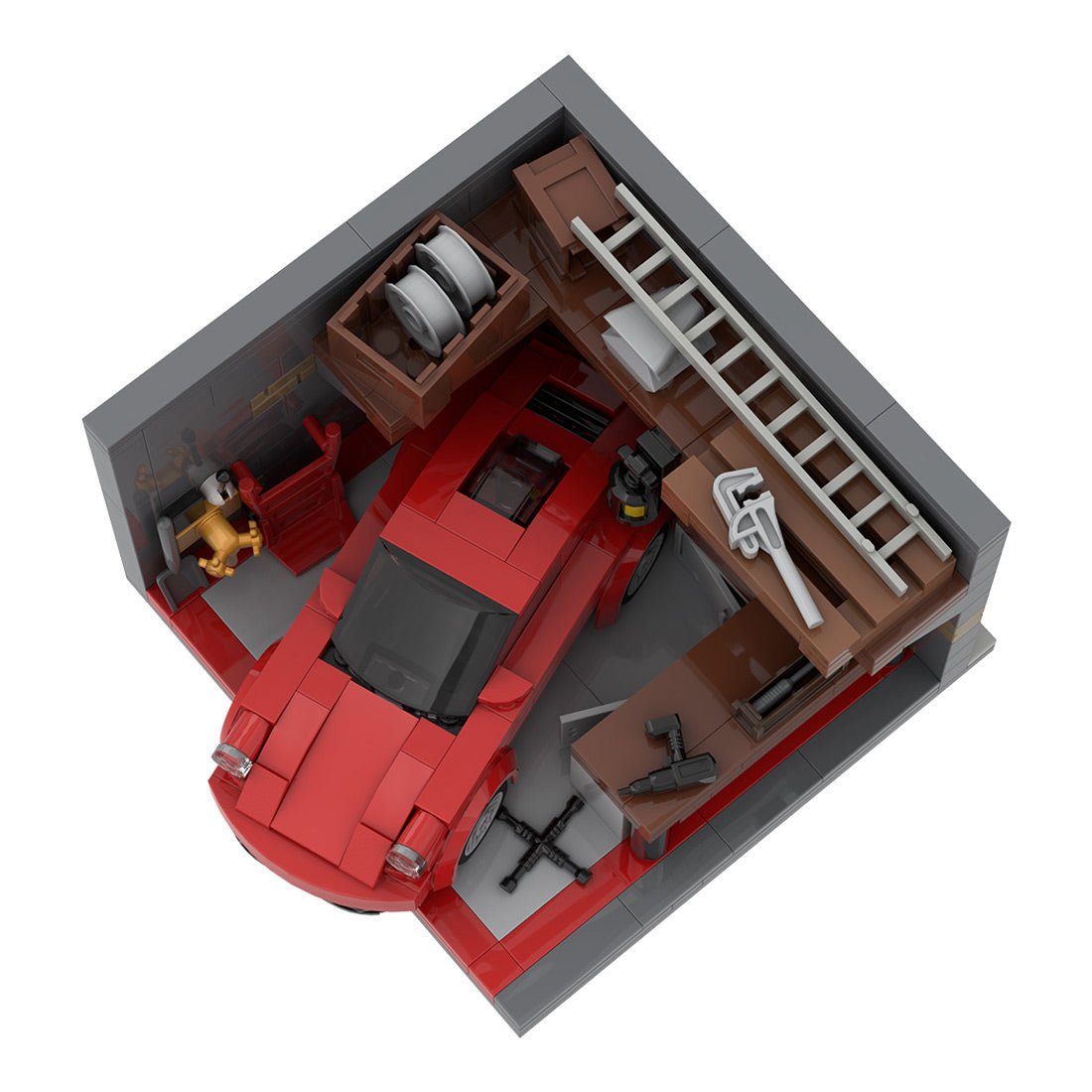 Classic Sports Car Garage Building Blocks-LesDiy -