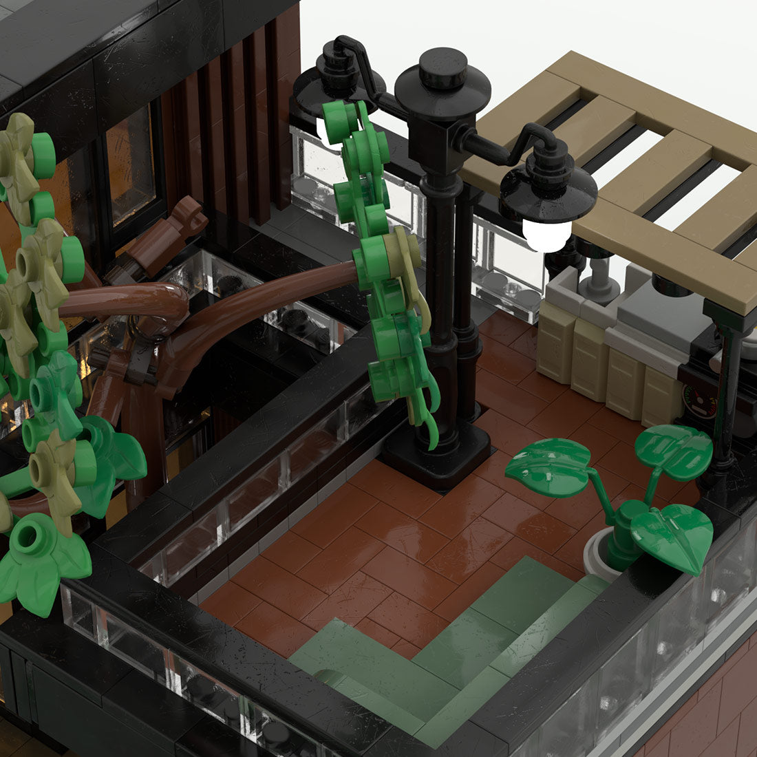 MOC-264460 Modern Japanese Waterfall Villa Building Blocks