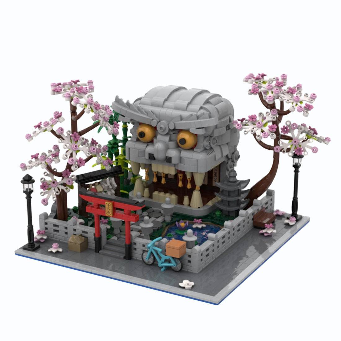 MOC-269494 Lion Head Garden Japanese Shrine Building Blocks