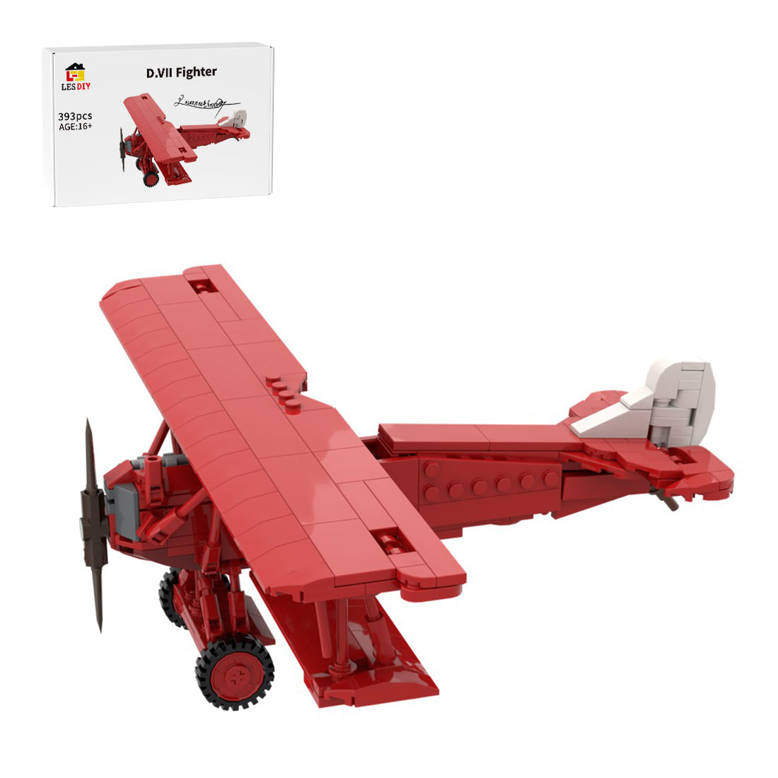 Classic Red Biplane Building Blocks