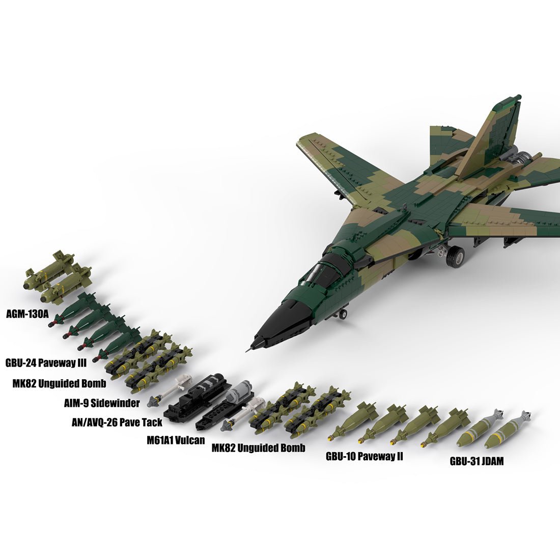 F111 camouflage Military Fighter - Bombers Building Blocks - LesDiy - Building Blocks