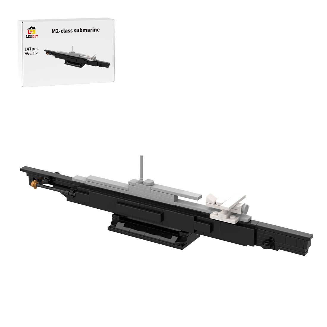 HMS M2 M-Class Submarine Aircraft Carrier Building Blocks-LesDiy-Building Blocks-