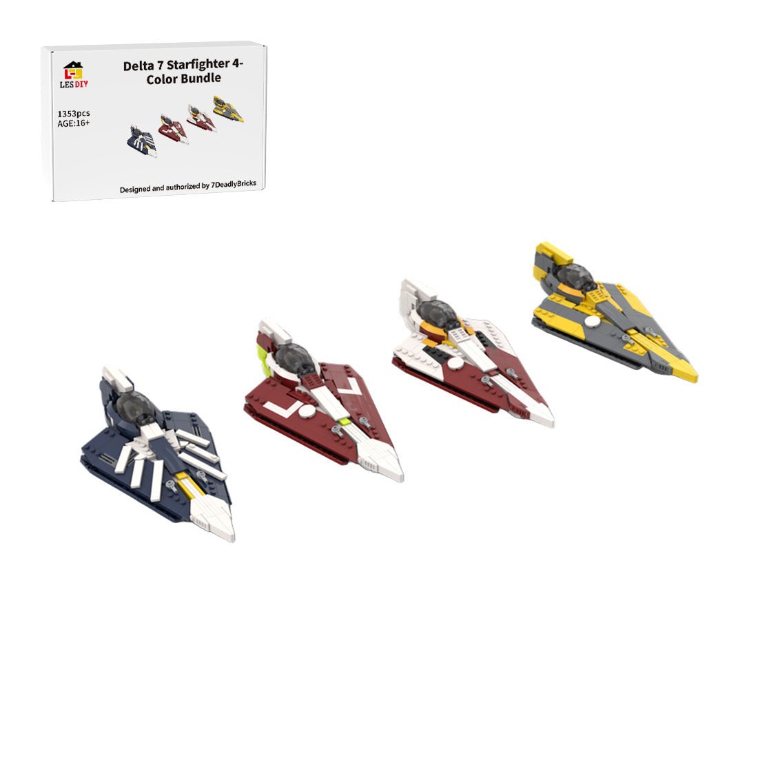 Jedi Delta-7 Starfighters Building Blocks-LesDiy-MOC-4-in-1