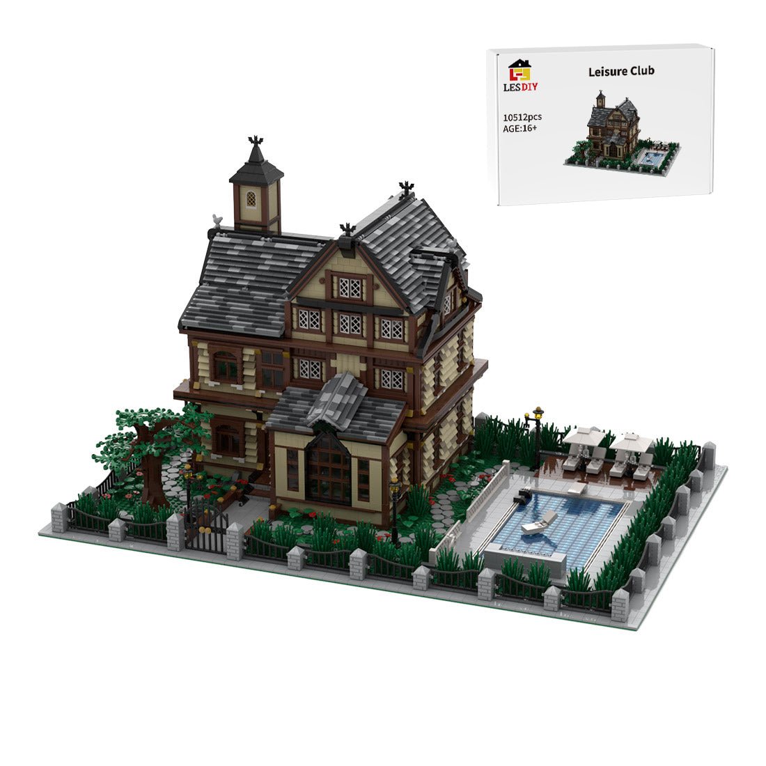 Leisure Club Model Architectural Street Scene Building Blocks Toys Set - LesDiy -