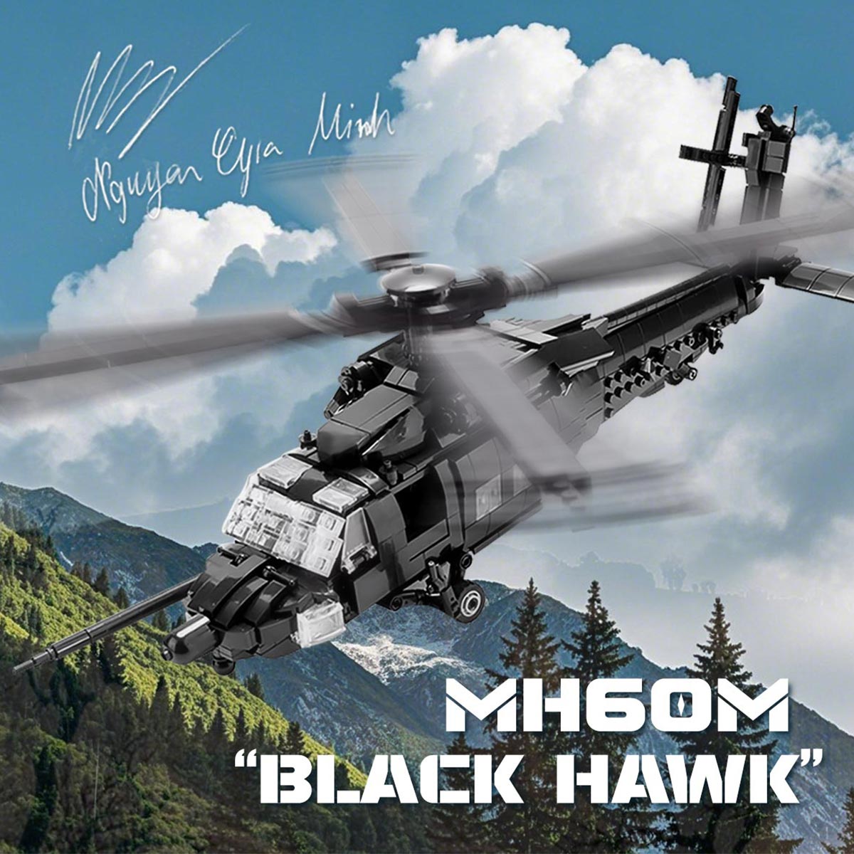 MH60M Black Hawk Military Copter Model DIY Assembly Building Blocks - LesDiy - Building Blocks