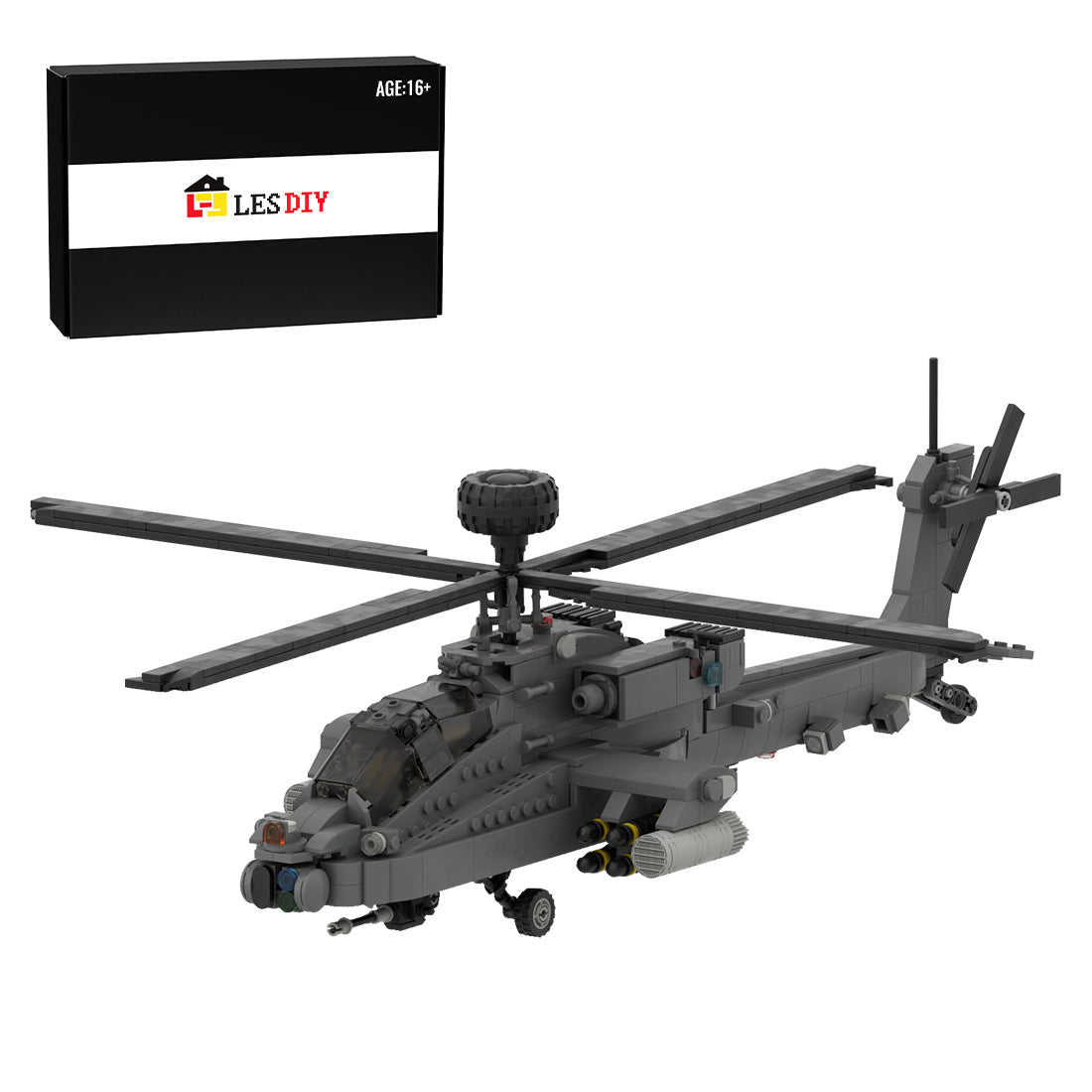MOC-104169 AH-64 Apache Attack Helicopter Building Blocks-LesDiy-MOC-