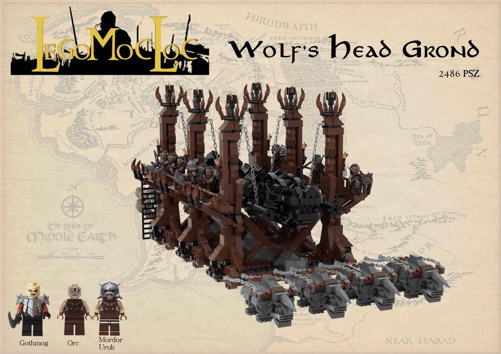 MOC - 122034 Wolf - head Siege Hammer Movie Model - LesDiy -