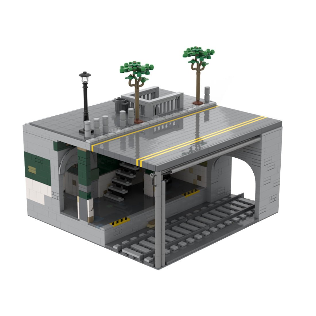 MOC-129272 Modular Urban Transit Station with Rooftop Greenery Building Blocks-LesDiy-MOC-