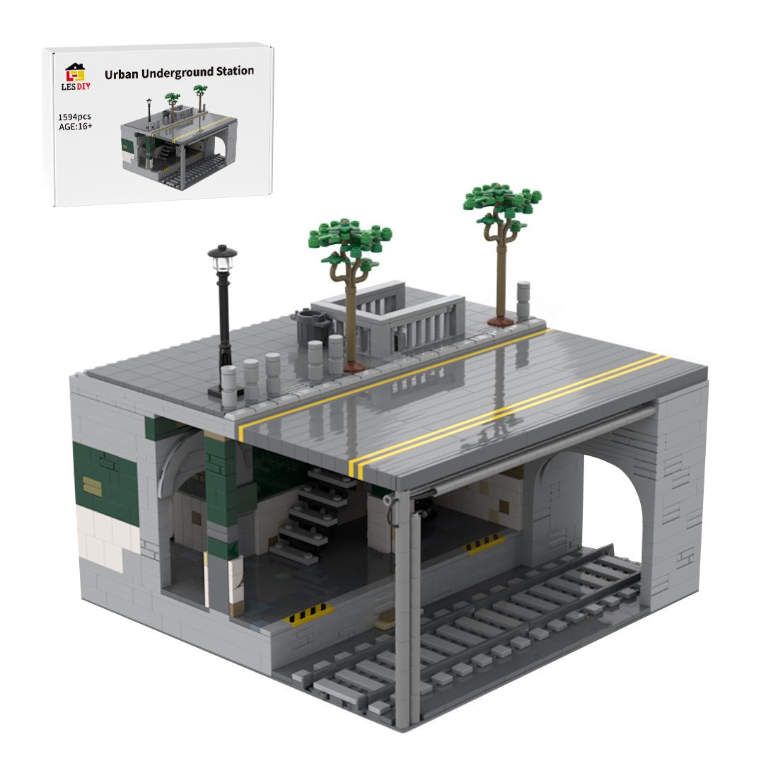 MOC-129272 Modular Urban Transit Station with Rooftop Greenery Building Blocks-LesDiy-MOC-