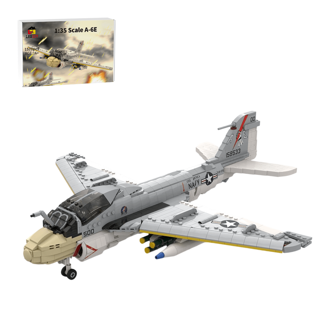 MOC - 130722 1:35 Scale A - 6E Intruder Building Blocks - LesDiy - Building Blocks